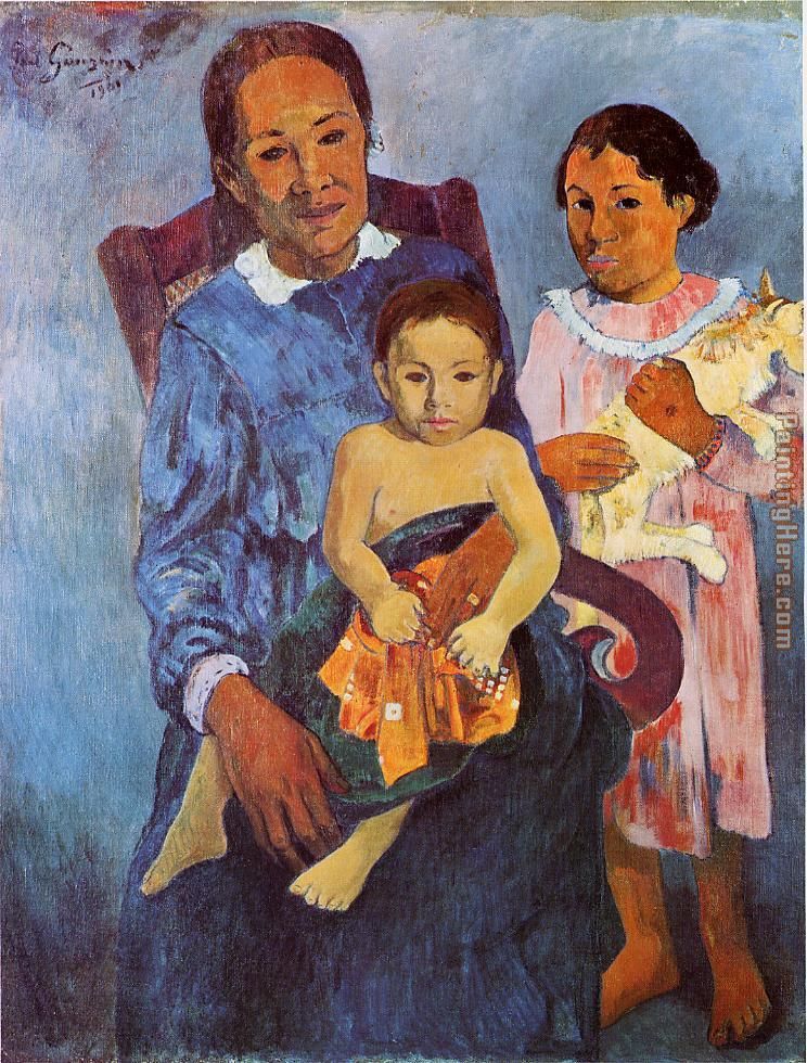 Tahitian Woman and Two Children painting - Paul Gauguin Tahitian Woman and Two Children art painting